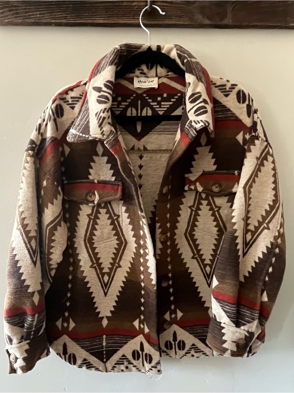 Southwestern-Print Brown Jacket